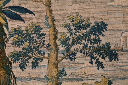 Flemish tapestry. Series Fable of Ovidius: The rob of Ganymedes. Atelier Willem de Pannemaker, Brussels. Before 1556. Detail.