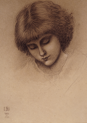 A Study for 'King Cophetua and the Beggar Maid',  (black chalk heightened with white on grey paper)