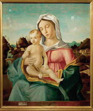 Virgin and child (painting on wood)