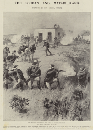 The Matabili Insurrection, the Battle at Colenbrander Farm (litho)