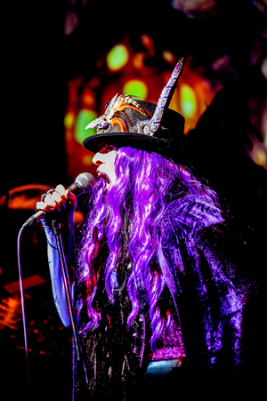 Holly Penfield on stage at the Temple of Art and Music for her Halloween Concert, London, United Kingdom, 2022 (photo)