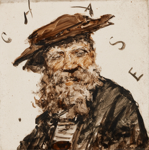 Bearded Man Wearing a Flat Hat, c.1879 (painted & glazed ceramic tile) 