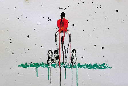 Huntsman & 1.5 couple, 2026 (ink on paper)