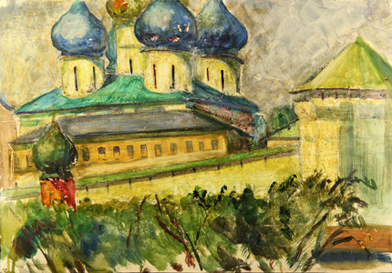 Church in Rostov Veliky, 1964 (gouache on paper)