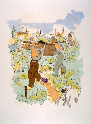 Humorous Wine Illustration 1946.Ilustration by Julien Pavil