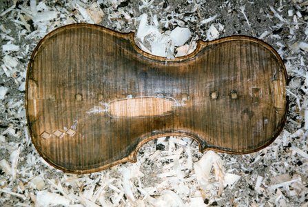 A violin being repaired: