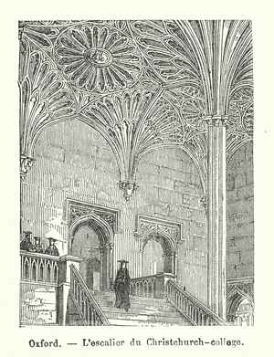 Oxford, L'escalier du Christchurch-college (engraving)