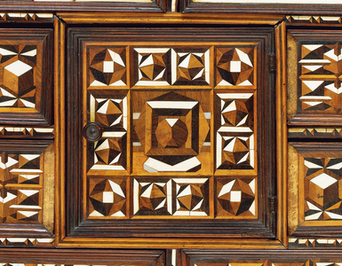 South German marquetry table cabinet (ebony, ivory, walnut & fruitwood)
