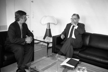 Minister of Economics Jürgen W. Möllemann (left, Germany FDP) and Lothar Späth (CEO..., 1992 (photo)