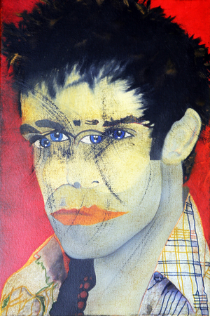 Morgan and I 1, 2015 (oil on printed canvas)