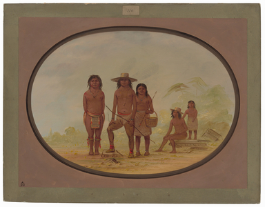 Five Maya Indians, 1855-1869 (oil on card mounted on paperboard)