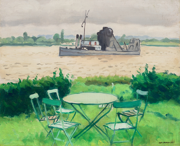 Terasse à vieuxport, 1927 (oil on canvas laid down on panel)