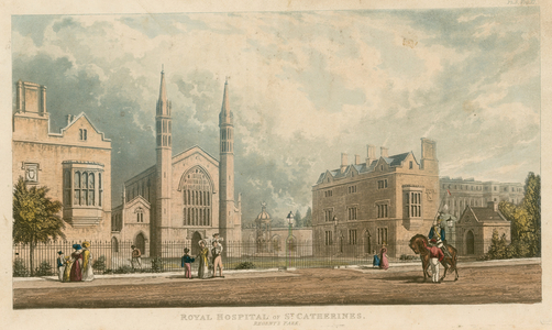 Royal Hospital of St Catherines, Regent's Park, London (coloured engraving)