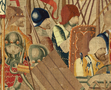 Parish museum of tapestries (Museo Parroquial de Tapices de Pastrana). Flemish tapestry. Encirclement of Arcila (El cerco de Arcila, De omsingeling van Arzila). Series Conquests of king Alfonso I of Portugal (Conquistas de Alfonso V de Portugal). Tournai. Detail. Wool and silk. 1472-1480. 368x1108cm.