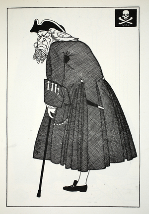 Mr Arthur Bourchier as John Silver in "Treasure Island", illustration from Eighty Eight Cartoons by Powys Evans, pub. Cayme Press, 1926 (litho)