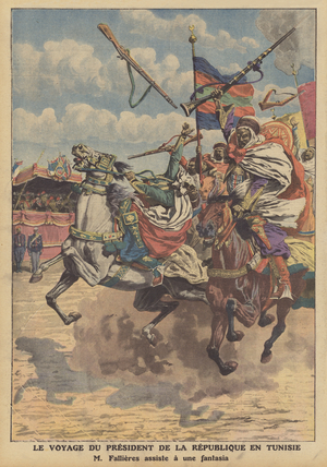 Visit by the French President to Tunisia (colour litho)