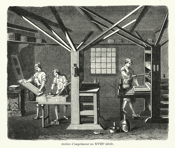 Atelier d'imprimeur au XVIIIe siecle (engraving)