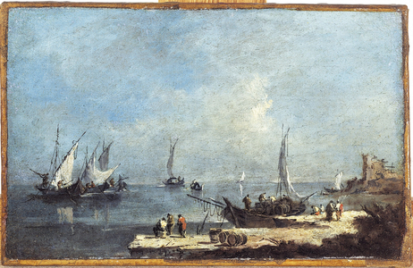 View of a port on the lagoon, 18th century (painting)