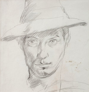 Self-Portrait in Hat, c. 1909 (Pencil on paper)