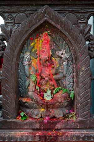 Ganesh shrine, 
Bindhyabasini temple complex, 
Pokhara, Nepal (photo)