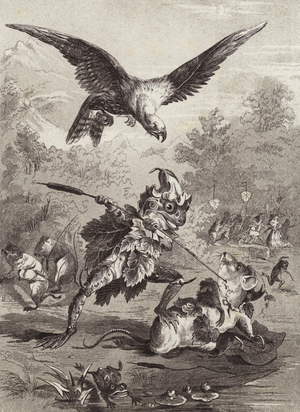 The Fables of Aesop: The Kite, the Frog, and the Mouse (litho)