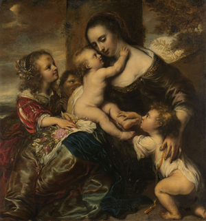 Portrait of a woman with four children, 1650 (oil on canvas)