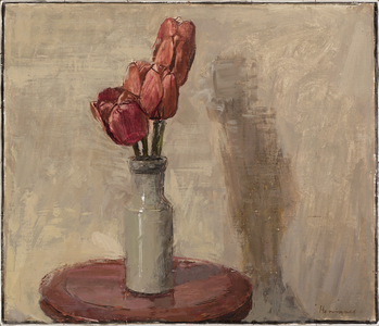 Red Tulips, 2017 (oil on canvas over panel)
