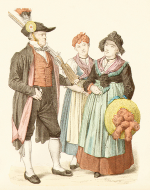 Fashion in Germany, first half 19th century (copper plate print)
