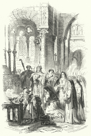 Ceremony of taking the veil, 11th Century (engraving)