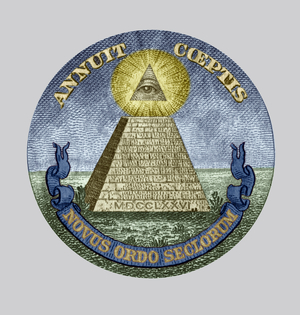 Symbol of the The Bavarian Illuminati secret society,  (engraving)