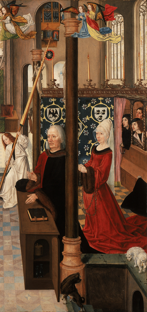 The Crucifixion Altarpiece: Hermann Rinck and Druitgen van Dalen and three sons (Reverse of Right Wing), 1492-95 (oil on panel)