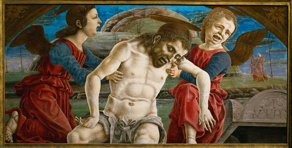 Angels holding the dead Christ