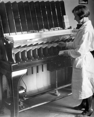 Hollerith's mechanical tabulator, 1931 (b/w photo)