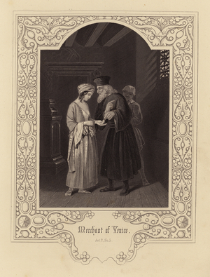 Shakespeare: Merchant of Venice, Act 2, Scene 5 (engraving)