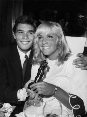Alain Mosconi And Christine Caron Holding In Their Hands The Symbolic Statuettes of the “Suede Spring Prize” That Went To They On July 6, 1967 (b/w photo)