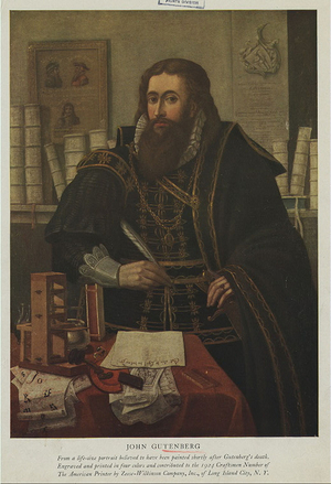 Johann Gutenberg, c.1924 (engraving)