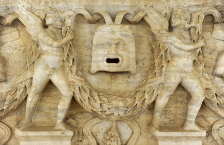 Garland sarcophagus, detail, 3rd century CE (marble)