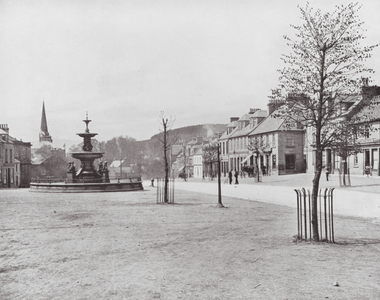 Scotland: Main Street looking West, Biggar (b/w photo)