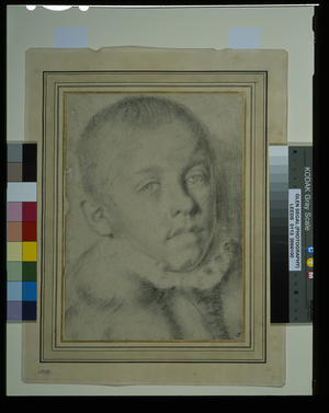 Portrait-head of a young boy (black chalk & charcoal on paper)