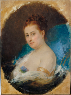 Portrait of Adélaïde Ristori, circa 1857 (oil on wood, gilding on canvas)