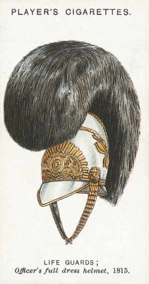 Military Head-Dress, Life Guards, Officer's full dress helmet, 1815 (chromolitho)