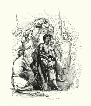 The Earl of Richmond proclaimed King, 1485 (engraving)