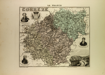 Map of Correze 1896 France