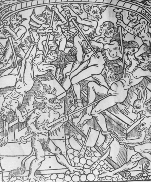 Hell and devils (b/w photo)