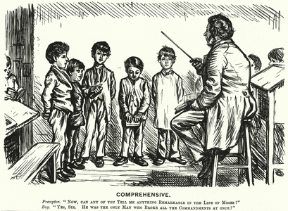Punch cartoon: Comprehensive - religious education lesson (engraving)