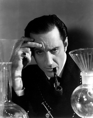 Basil Rathbone in The Hound of the Baskervilles, 1939 (photo)