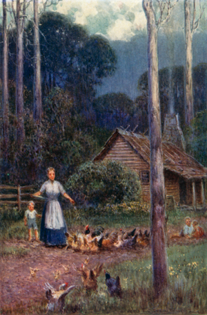A hut in the bush (colour litho)