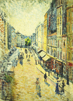 A Street in Abbesses; La Rue des Abesses, 1895 (oil on cradled panel)