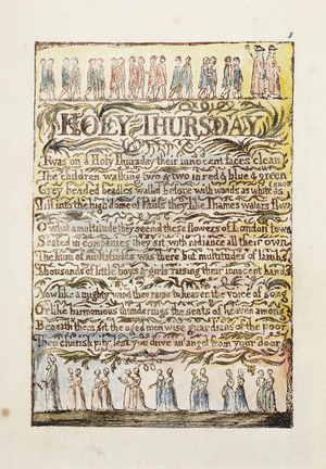 Holy Thursday, 1789 (hand-coloured relief-etching, watercolour)