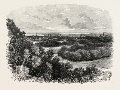 New Haven,USA, 1870s Engraving